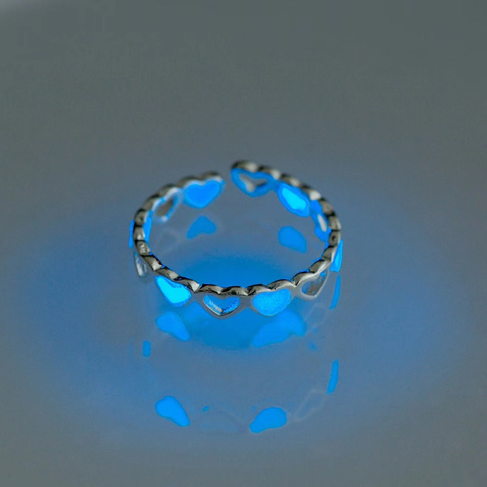 Personalized Glow-in-the-Dark Heart Adjustable Ring