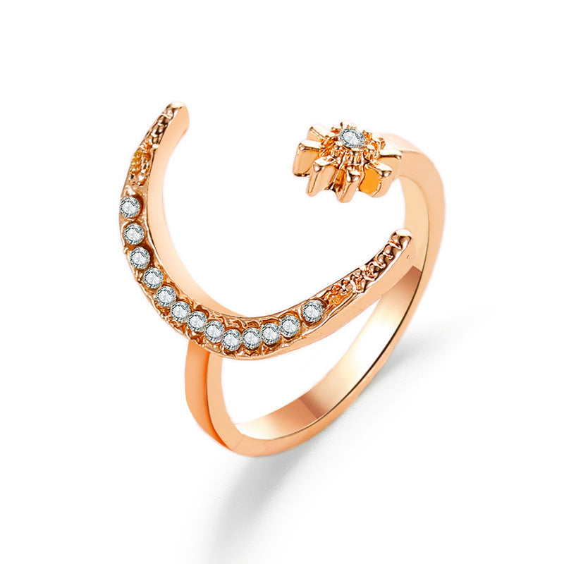 Adjustable Ethnic Star and Moon Ring for Fashion