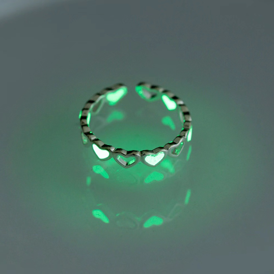 Personalized Glow-in-the-Dark Heart Adjustable Ring