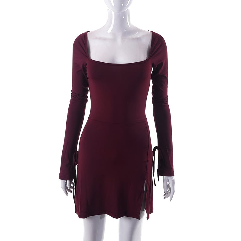 Slim Fit Wrap Dress with Hip Split Design