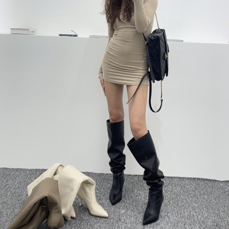 Pointed Toe Skinny Stiletto Tube Boots (New Style)