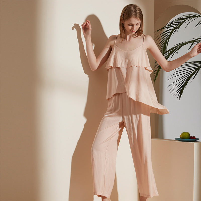 Women's Spring Autumn Two-Piece Cotton Pajama Set