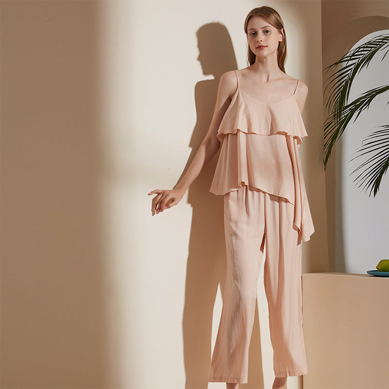 Women's Spring Autumn Two-Piece Cotton Pajama Set