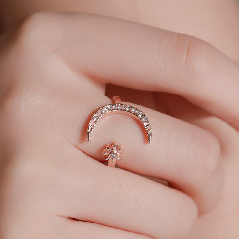 Adjustable Ethnic Star and Moon Ring for Fashion