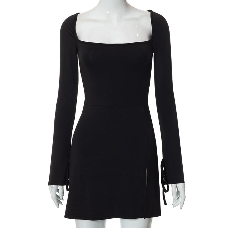 Slim Fit Wrap Dress with Hip Split Design