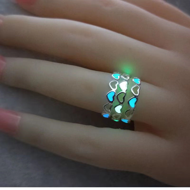 Personalized Glow-in-the-Dark Heart Adjustable Ring
