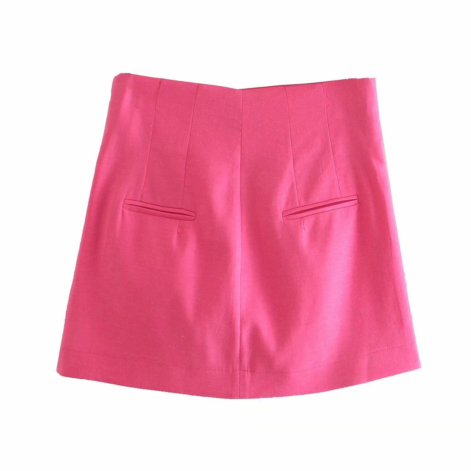 European American Pocket-Decorated Suit Jacket & Skirt