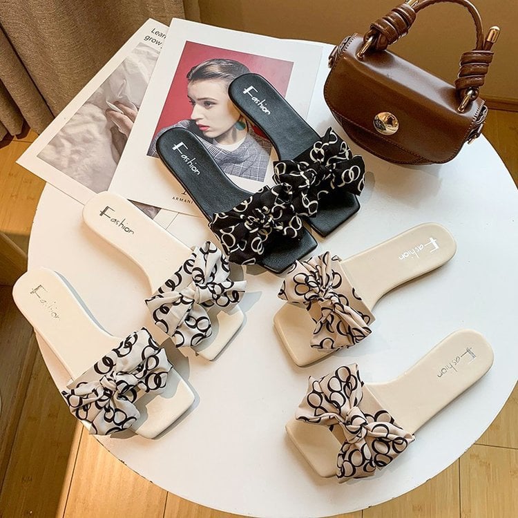 Bowknot Summer Slippers for Women Casual Wear