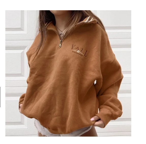 Ladies Casual Stand-Collar Loose Sweatshirt