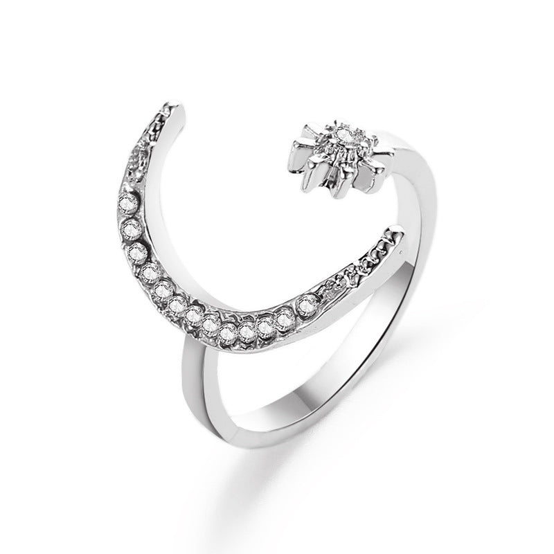 Adjustable Ethnic Star and Moon Ring for Fashion