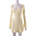 Slim Fit Wrap Dress with Hip Split Design