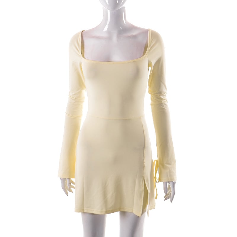 Slim Fit Wrap Dress with Hip Split Design