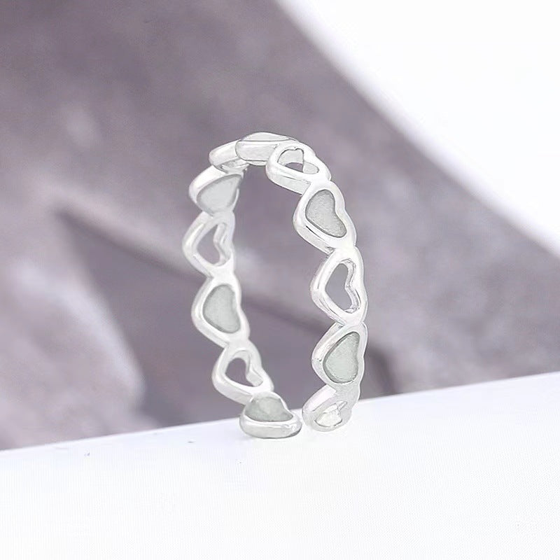 Personalized Glow-in-the-Dark Heart Adjustable Ring
