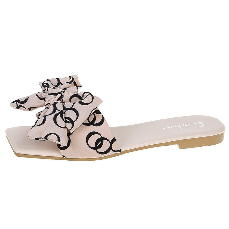 Bowknot Summer Slippers for Women Casual Wear
