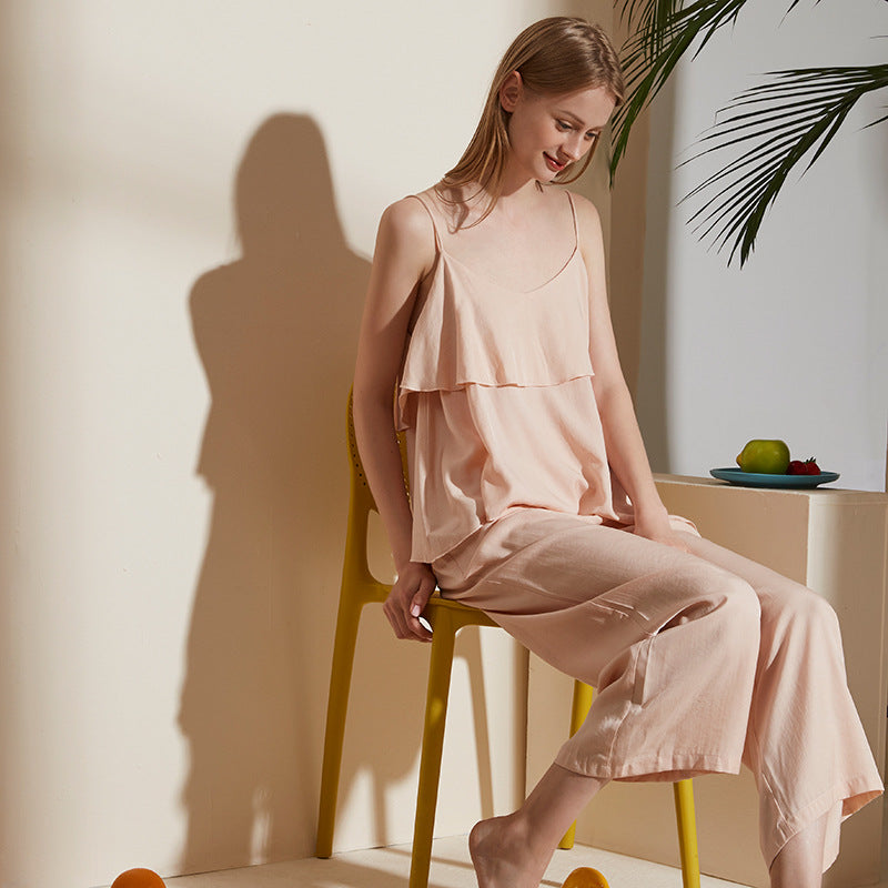 Women's Spring Autumn Two-Piece Cotton Pajama Set
