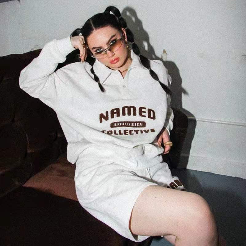 Retro Campus Style Corduroy Long Sleeve Sweater