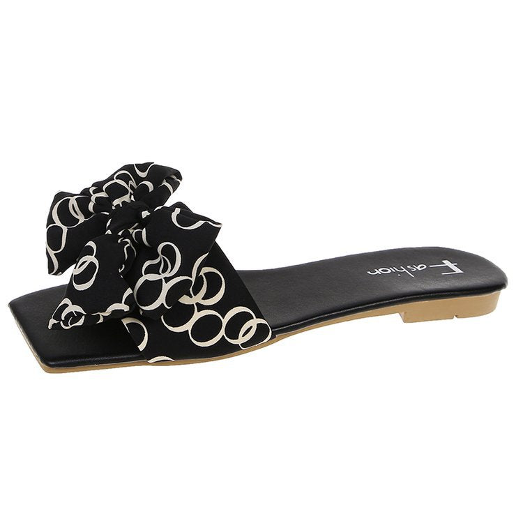 Bowknot Summer Slippers for Women Casual Wear