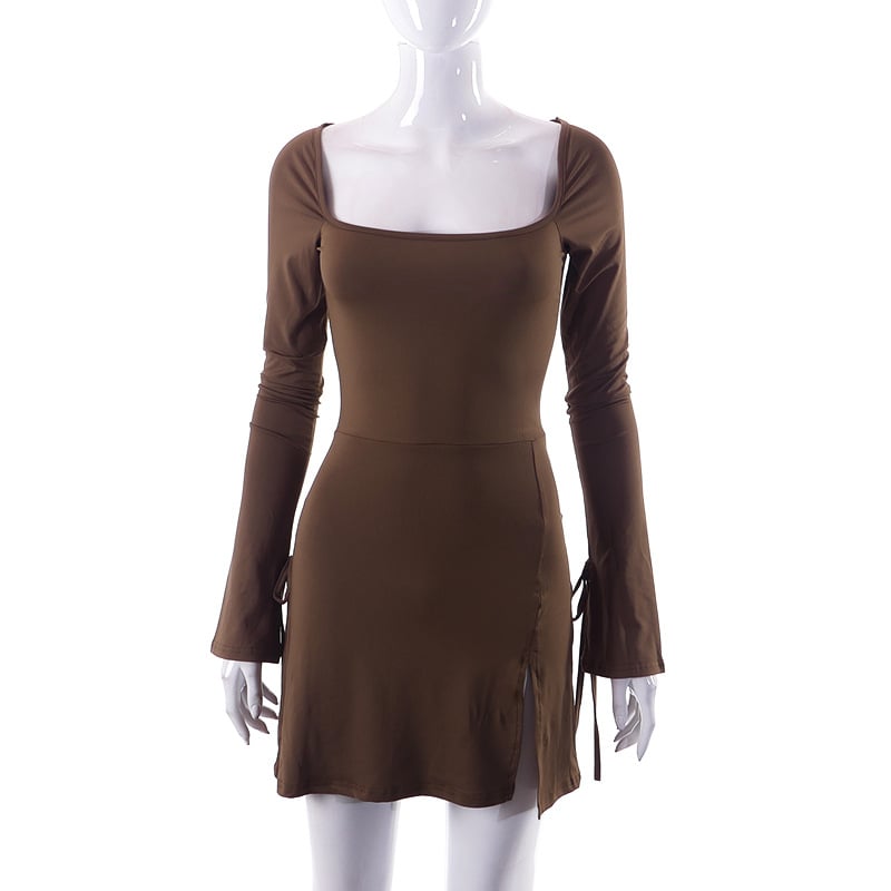Slim Fit Wrap Dress with Hip Split Design