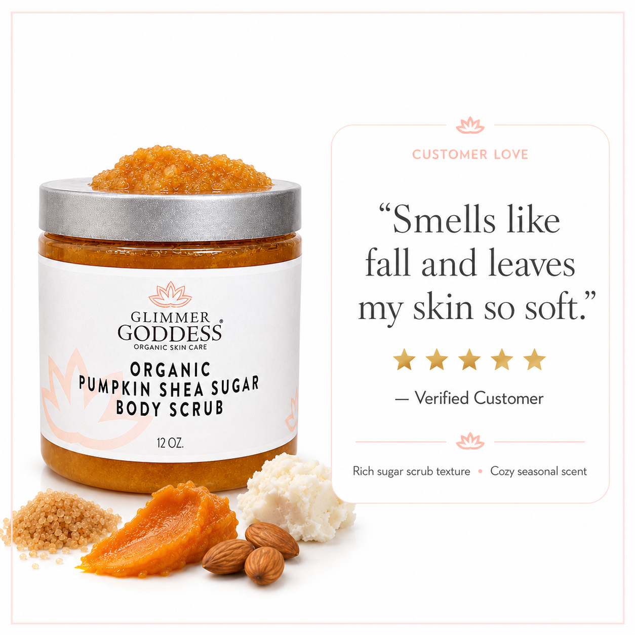 Organic Pumpkin Shea Sugar Body Scrub – Fall Scented Exfoliator